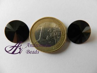 Cristallo Swarovski Round Stone 1122 14mm Jet