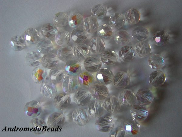 10 Perle 1/2 Cristallo sfaccettate 6mm Crystal AB