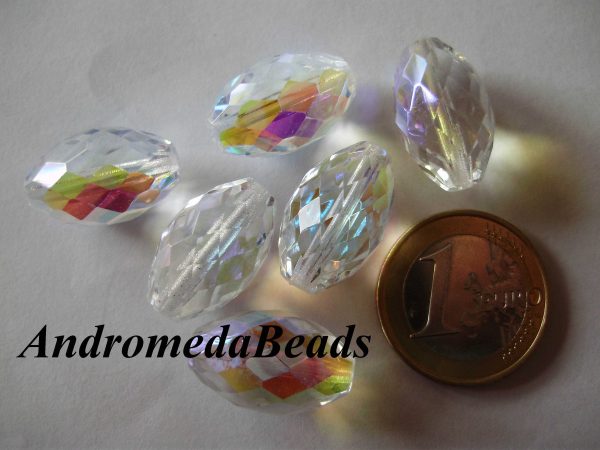 Perla 1/2 Cristallo sfaccettata 20x13mm Crystal AB