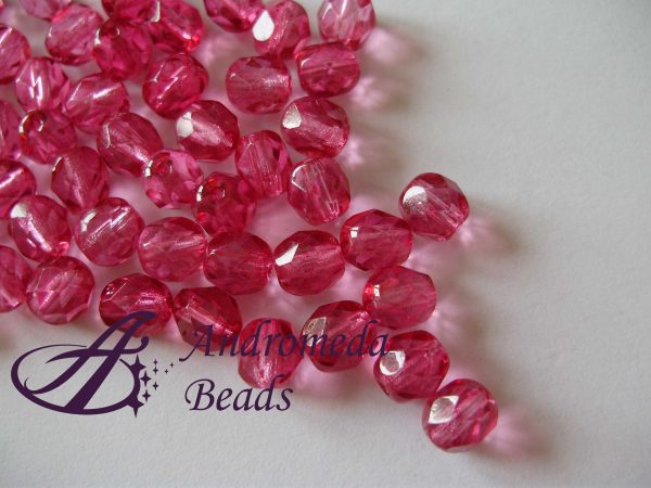 10 Perle 1/2 Cristallo sfaccettate 6mm Fucsia