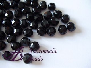 10 Perle 1/2 Cristallo sfaccettate 4mm Jet