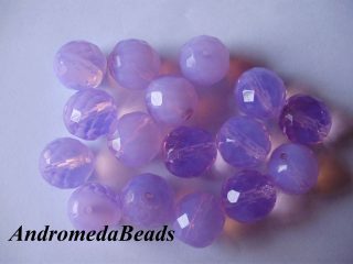 2 Perle 1/2 Cristallo sfaccettate 14mm Lavanda Opale