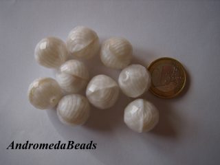 Perla 1/2 Cristallo sfaccettata 18mm Variegato Avorio