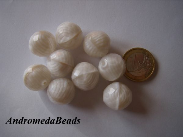 Perla 1/2 Cristallo sfaccettata 18mm Variegato Avorio