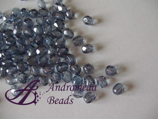 25 Perle 1/2 Cristallo sfaccettate 3mm Montana Blue