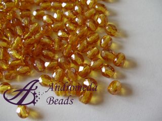 25 Perle 1/2 Cristallo sfaccettate 3mm Topaz