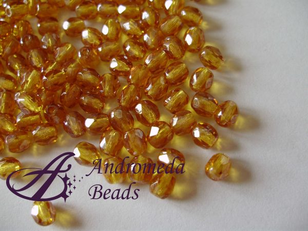 10 Perle 1/2 Cristallo sfaccettate 4mm Topaz