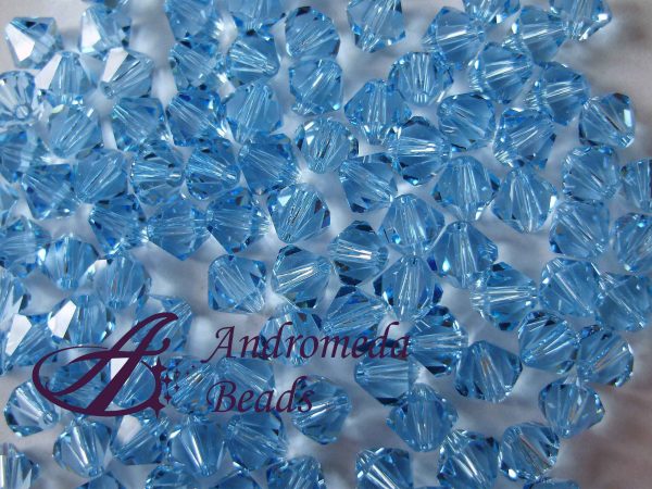 5 Cristalli Swarovski bicono 5328 6mm Aquamarine