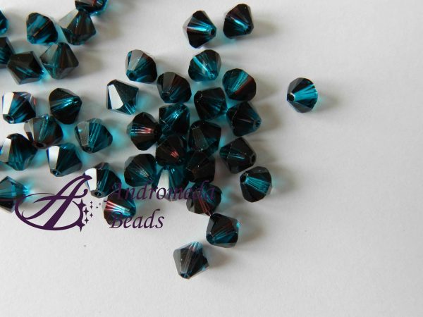 10 Cristalli Swarovski bicono 5328 4mm Burgundy Blue Zircon Blend