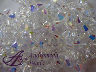 10 Cristalli Swarovski bicono 5328 4mm Crystal AB
