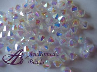 10 Cristalli Swarovski bicono 5328 4mm Crystal AB 2X