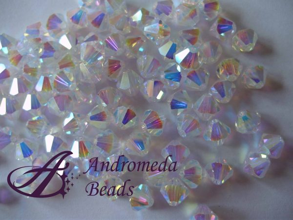 10 Cristalli Swarovski bicono 5328 4mm Crystal AB 2X