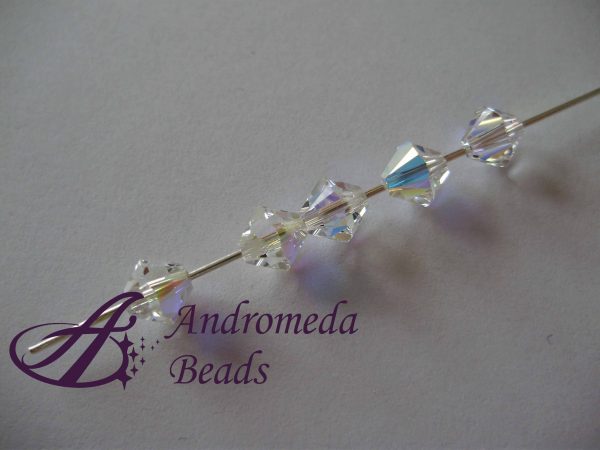 5 Cristalli Swarovski bicono 5328 6mm Crystal AB - immagine 2