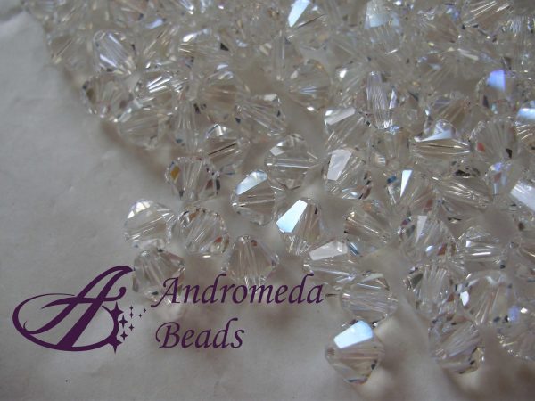 5 Cristalli Swarovski bicono 5328 6mm Crystal Moonlight