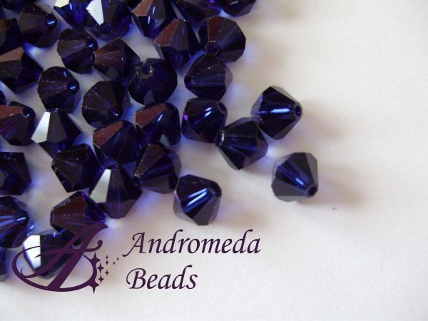 10 Cristalli Swarovski bicono 5328 4mm Dark Indigo