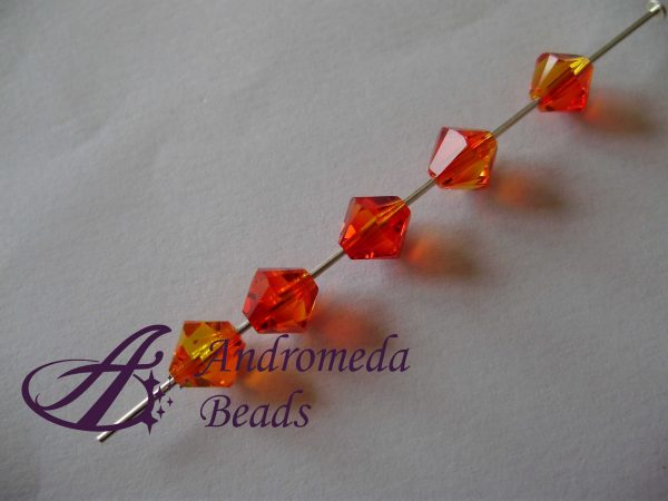 5 Cristalli Swarovski bicono 5328 6mm Fire Opal - immagine 2