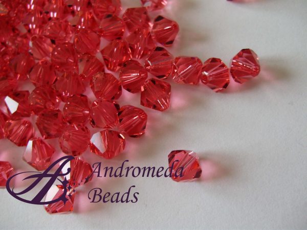 5 Cristalli Swarovski bicono 5328 6mm Indian Pink