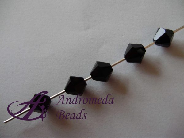 5 Cristalli Swarovski bicono 5328 6mm Jet - immagine 2