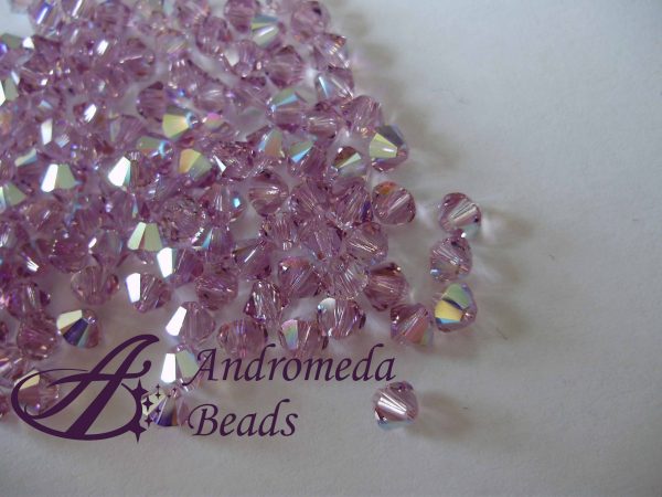 10 Cristalli Swarovski bicono 5328 4mm Light Amethyst AB