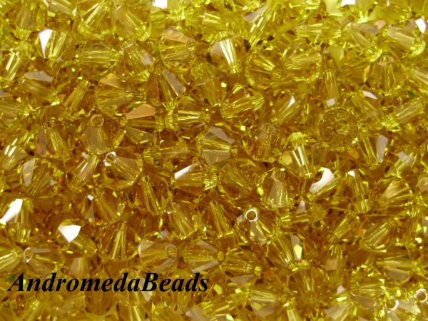 5 Cristalli Swarovski bicono 5301 6mm Lime