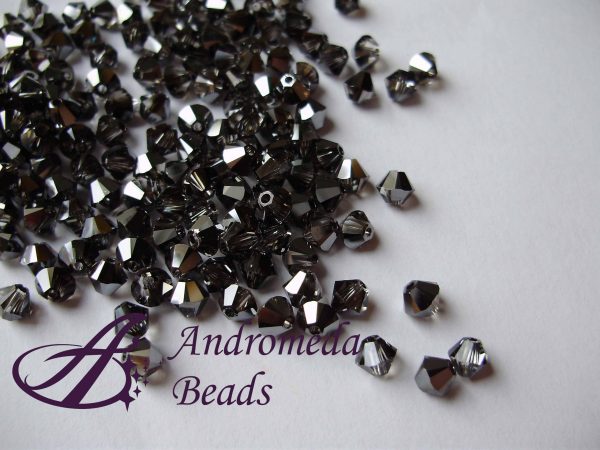 5 Cristalli Swarovski bicono 5328 6mm Silver Night