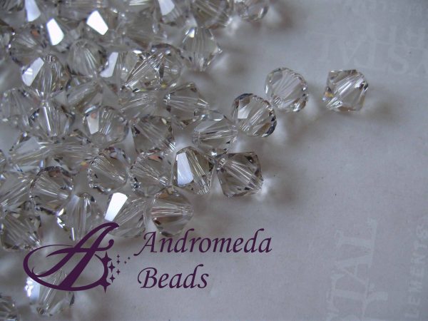 10 Cristalli Swarovski bicono 5328 4mm Silver Shade