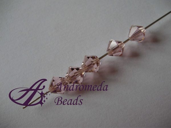 5 Cristalli Swarovski bicono 5328 6mm Vintage Rose - immagine 2