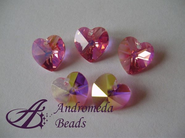Cristallo Swarovski Cuore 6202 10mm colore Rose AB