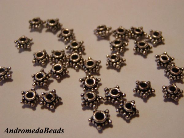 3 Rondelle a Stella in Argento Tibetano 8mm