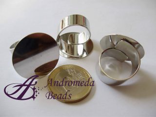 Base per Anello colore Bronzo Bianco con Piastrina Tonda 25mm