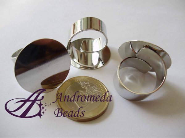 Base per Anello colore Bronzo Bianco con Piastrina Tonda 25mm
