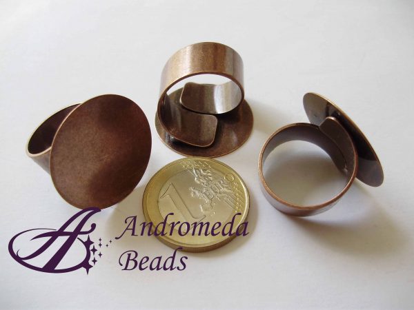 Base per Anello Rame Antico con Piastrina Tonda 25mm