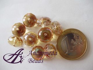 Briolette 1/2 Cristallo 10mm Ambrato AB