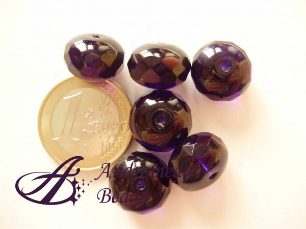Briolette 1/2 Cristallo 14mm Viola Scuro