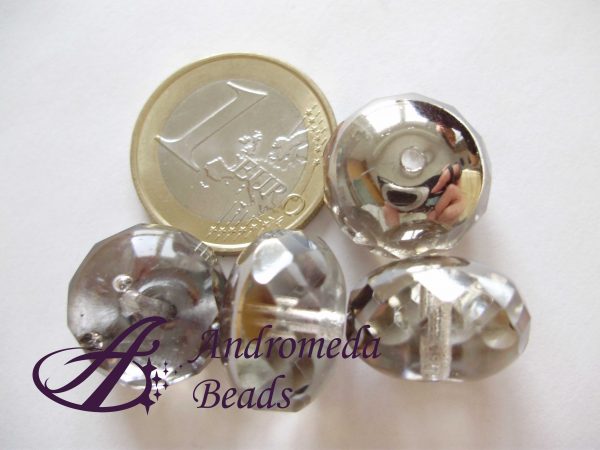 Briolette 1/2 Cristallo 16mm Fumè Argento