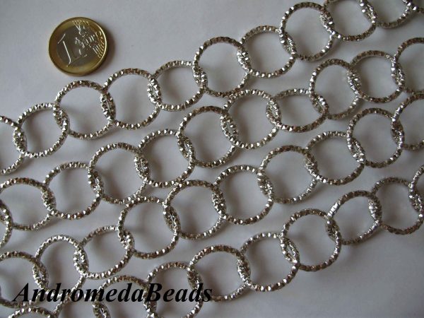 50cm Catena Tonda Alluminio Diamantata 22mm colore Argento