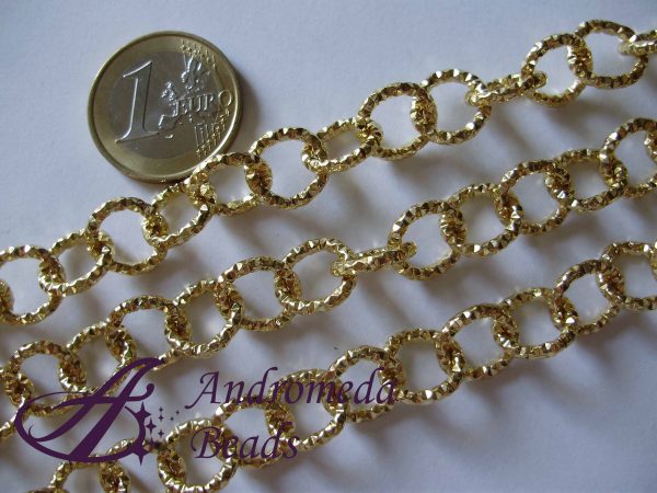 50cm Catena Tonda Alluminio Diamantata 12mm colore Oro