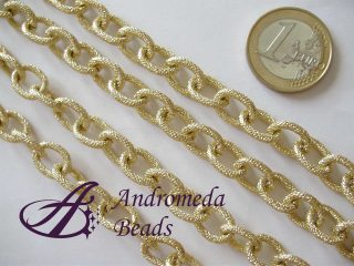 50cm Catena Ovale Alluminio Zigrinata 12x10mm colore Oro