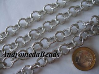 50cm Catena Tonda Alluminio Zigrinata 12mm colore Argento