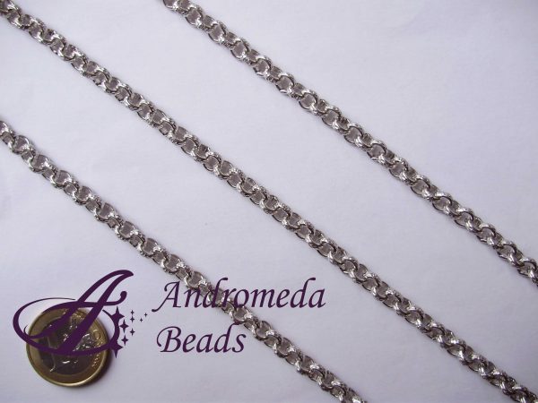 50cm Catena Tonda Alluminio Zigrinata 6mm colore Argento