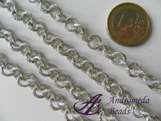 50cm Catena Tonda Alluminio Zigrinata 7.7mm colore Argento