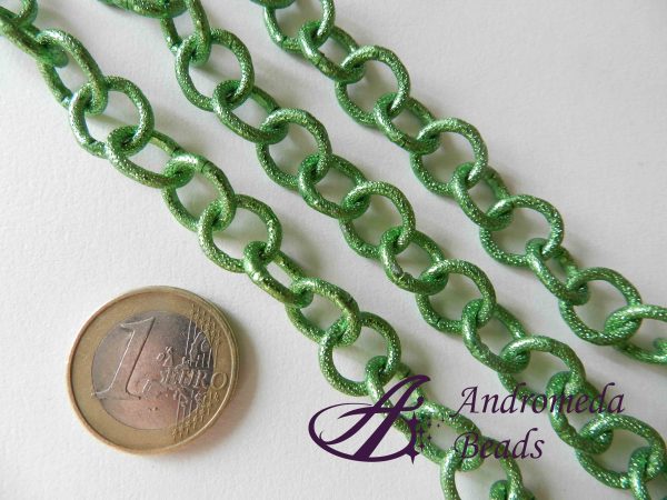 50cm Catena Tonda Alluminio Zigrinata 12mm colore Verde Chiaro