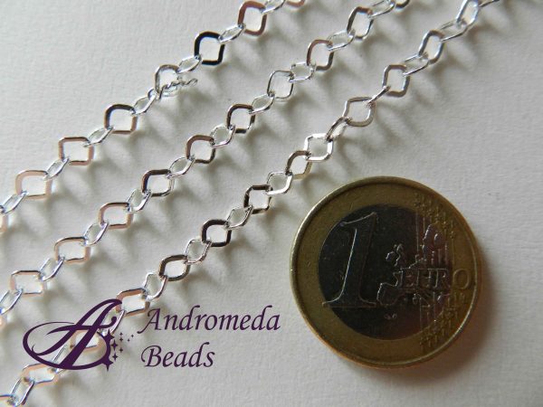 50cm di Catenella Quadrata color Argento 4mm