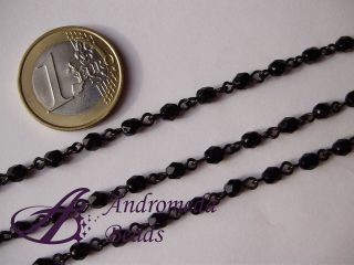 50cm di 1/2 Cristallo Incatenato Jet (Nero) 4mm