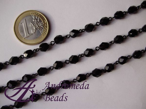50cm di 1/2 Cristallo Incatenato Jet (Nero) 6mm