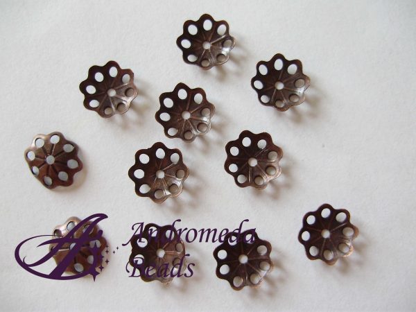 15 Coppette Forate Rame Antico 8mm