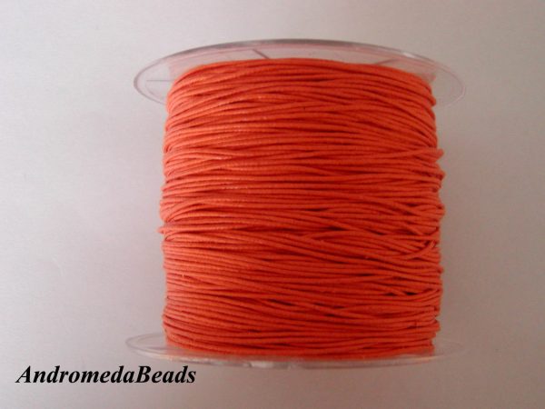 1 Metro Sfuso di Cordino in Cotone cerato Arancione 0.8mm