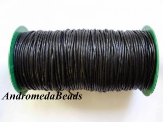 1 Metro Sfuso di Cordino in Cotone cerato Nero 1.5mm