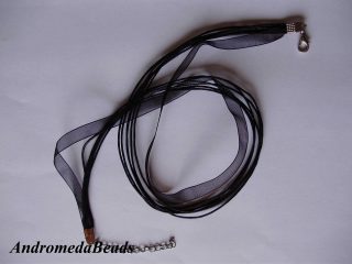 Laccetto in Cotone Cerato e Organza 45cm Nero
