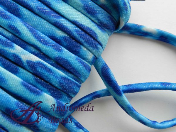 1 Metro Sfuso Fettuccia Tubolare Cucita Lycra 5mm Leopardato Blu